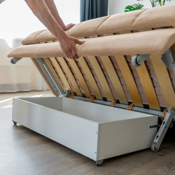 ГАРМОНИЯ СНА Кровать-диван прямой светло-бежевый, 160, ППУ