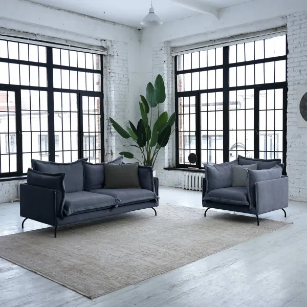 Облако комфорта Диван прямой, серо-синий