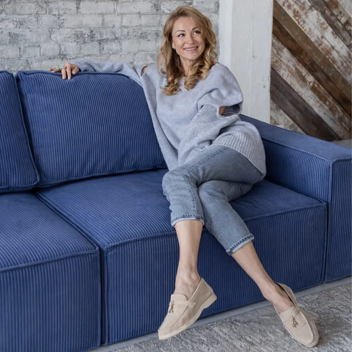 КОРСО 3.0 Диван прямой, Vertical Серо-синий