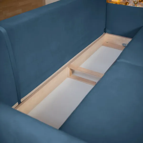 СКАНДИ Диван тканевый прямой синий