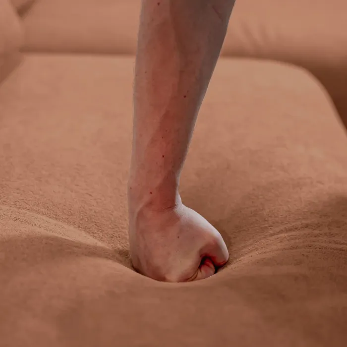 НОВЫЕ ЭМОЦИИ Диван прямой, терракотовый, банкетка слева