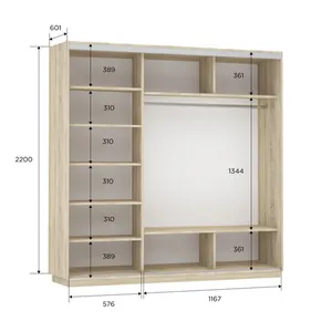 Элемент Шкаф-купе трехдверный, 180х220, Бежевый